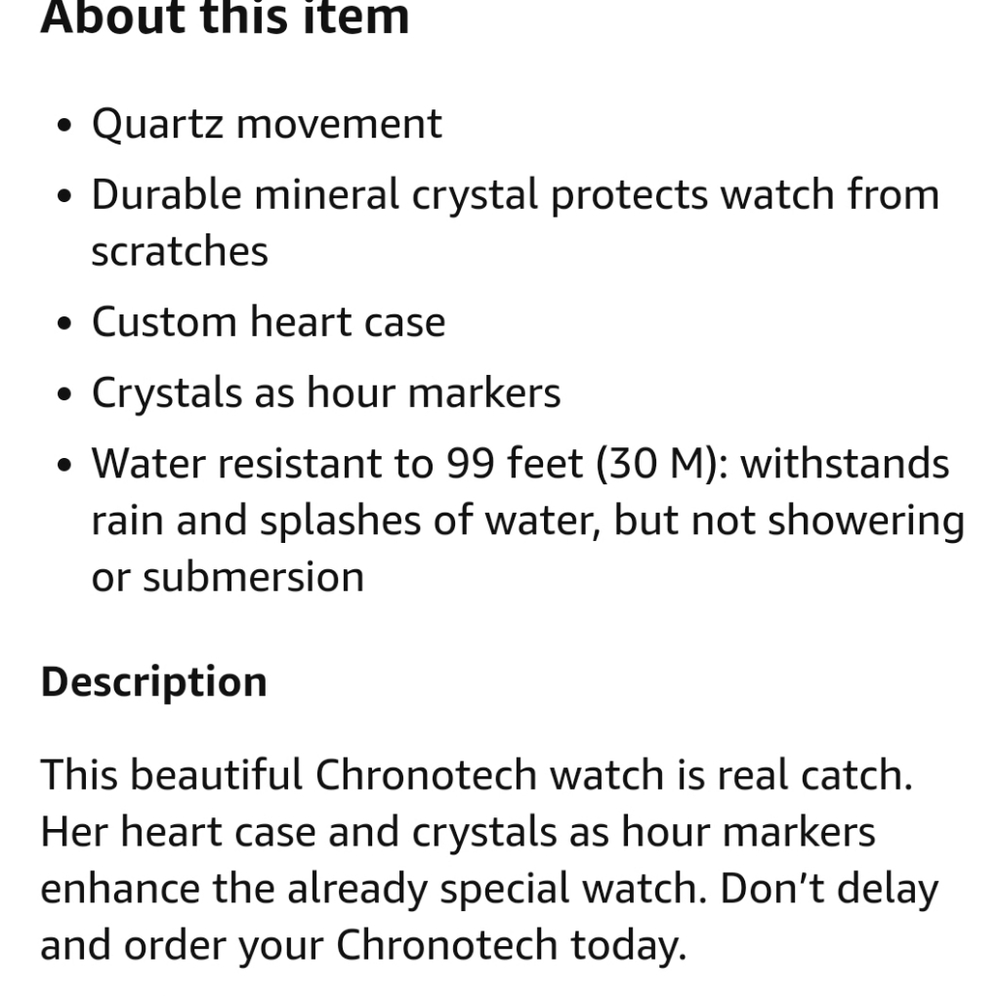 Cronotech Heart Shaped Crystal Indices Watch - Picture 15 of 15